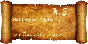 Mellinger Edvin névjegykártya